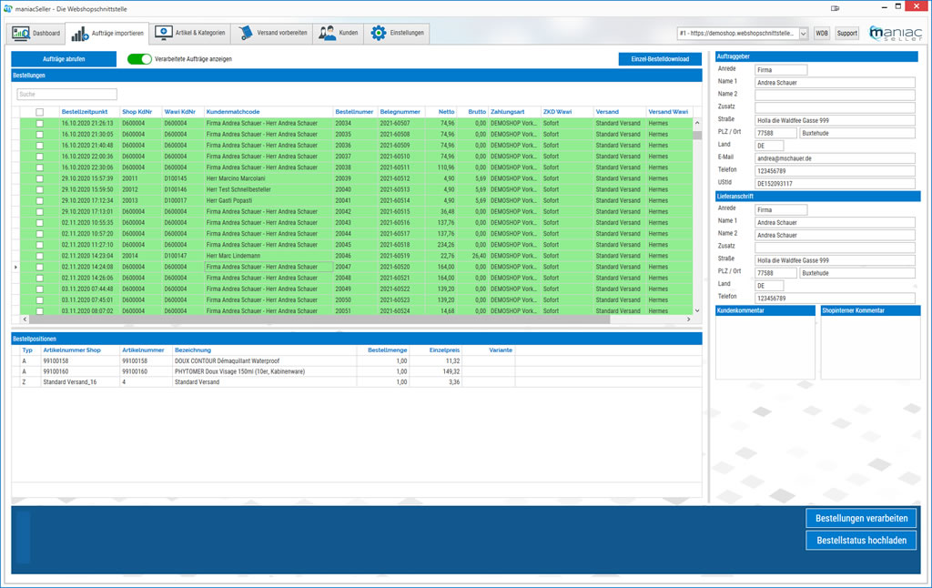 Perfekter Import vieler Bestellungen aus Shopware in SelectLine